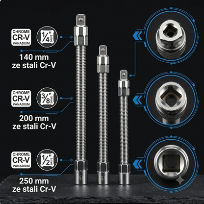 GripPro Cobra™ – Zestaw 3 Elastycznych Przedłużek do Kluczy